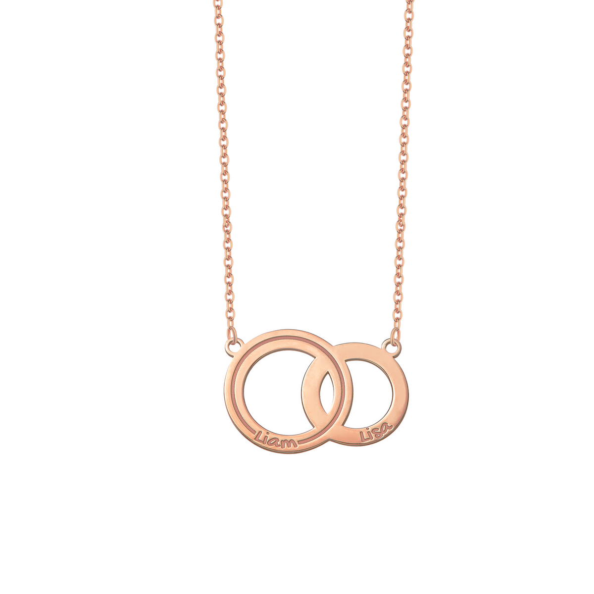 Collana con doppio cuore Grande – Argento 925 placcato oro rosa e