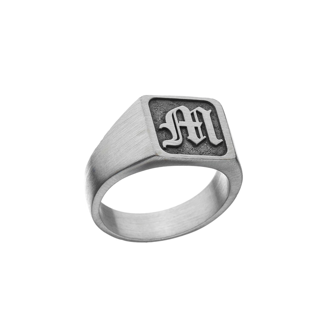 Anello Signetta Personalizzato In Acciaio Inox - Inciso Laser Con Iniziale O Monogramma - Regalo Perfetto Per Lui E Lei (Include Regolatori Di Taglia)