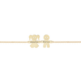 Bracciale con due piastrine bimbi con nomi personalizzati in argento placcato in oro giallo 18Kt
