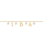 Bracciale con una o più lettere componibili personalizzabili con perle in argento placcato in oro giallo 18Kt