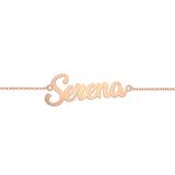 Bracciale con nome in font moderno personalizzato in argento placcato in oro rosa 18Kt