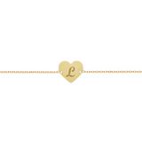 Bracciale con piastrina a cuore personalizzata in argento placcata in oro giallo 18Kt