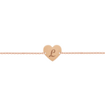 Bracciale con piastrina a cuore personalizzata in argento placcata in oro rosa 18Kt