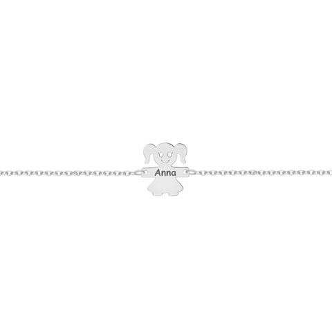Bracciale con piastrina bimba con nome personalizzato in argento 925‰