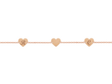 Bracciale con tre piastrine a cuore personalizzate in argento placcata in oro rosa 18Kt