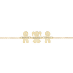 Bracciale con tre piastrine bimbi con nomi personalizzati in argento placcato in oro giallo 18Kt