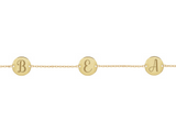 Bracciale con tre piastrine rotonde personalizzate in argento placcato in oro giallo 18Kt