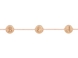 Bracciale con tre piastrine rotonde personalizzate in argento placcato in oro rosa 18Kt