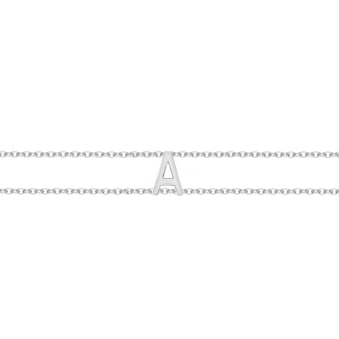 Bracciale a doppio filo con una iniziali minimal personalizzabile in argento 925‰