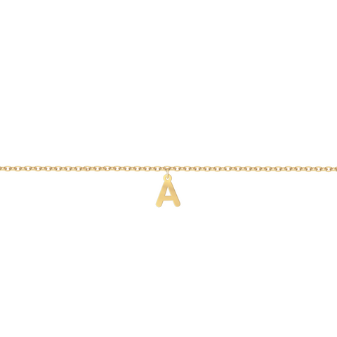 Bracciale con una lettera componibile personalizzabile in argento placcata in oro giallo 18Kt