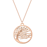 Collana in argento con albero della famiglia con cinque nomi placcata in oro rosa 18 Kt