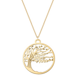 Collana personalizzabile con albero della famiglia con tre nomi in argento placcato in oro giallo 18Kt
