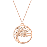 Collana personalizzabile con albero della famiglia con tre nomi in argento placcato in oro rosa 18Kt