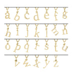 Collana con ciondolo iniziale sviluppo lettere stampatello in argento placcata in oro giallo 18Kt