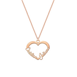 Collana con due nomi su forma cuore in argento placcato in oro rosa 18Kt personalizzata