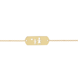 Bracciale con piastrina della famiglia mamma e bimbo in argento placcata in oro giallo 18Kt