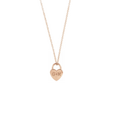 Collana personalizzata con ciondolo tridimensionale lucchetto cuore in argento placcato in oro rosa 18Kt
