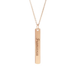 Collana con piastrina rettangolare verticale lunga personalizzabile in argento placcata in oro rosa 18Kt