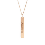 Collana con piastrina rettangolare verticale lunga personalizzabile in argento placcata in oro rosa 18Kt
