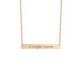 Collana con piastrina rettangolare orizzontale personalizzata in argento placcato in oro rosa 18Kt