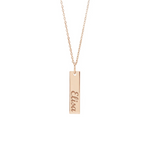 Collana con piastrina rettangolare verticale personalizzabile in argento placcato in oro rosa 18Kt
