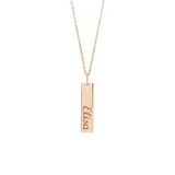 Collana con piastrina rettangolare verticale personalizzabile in argento placcato in oro rosa 18Kt