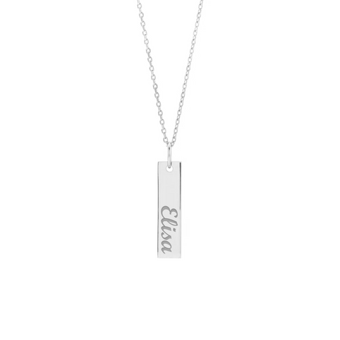 Collana con piastrina rettangolare verticale personalizzabile in argento 925‰