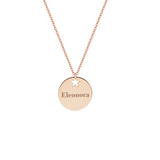 Collana con piastrina rotonda con stella personalizzata in argento placcata in oro rosa 18kt