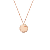 Collana con piastrina rotonda personalizzata e perla in argento placcata in oro rosa 18Kt