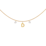 Collana con una letterina componibile e perle personalizzabile in argento placcata in oro giallo 18Kt