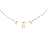 Collana con una letterina componibile e perle personalizzabile in argento placcata in oro giallo 18Kt