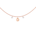 Collana con una letterina componibile e perle personalizzabile in argento placcata in oro rosa 18Kt