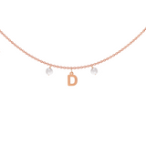 Collana con una letterina componibile e perle personalizzabile in argento placcata in oro rosa 18Kt