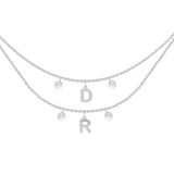 Collana a doppio filo con due lettere componibili personalizzabile con perle in argento 925‰
