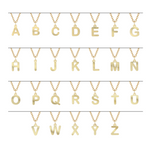 Collana a doppio filo con due o più lettere componibili sviluppo letterine personalizzabile con perle in argento placcata in oro giallo 18Kt