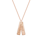 Collana con due piastrine personalizzate rettangolari in argento placcato in oro rosa 18Kt