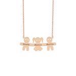 Collana con tre bimbi personalizzati in argento placcato in oro rosa 18Kt