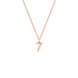 Collana con uno o più ciondoli numeri iniziale numero 7 in argento placcato in oro rosa 18Kt