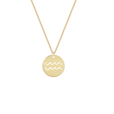 Collana con segno zodiacale Acquario personalizzabile in argento placcato in oro giallo 18Kt