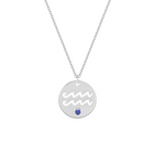 Collana con segno zodiacale Acquario personalizzabile in argento 925‰ con zircone Blu