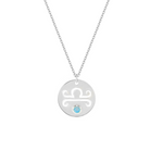 Collana con segno zodiacale Bilancia personalizzabile in argento 925‰ con zircone Azzurro