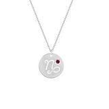 Collana con segno zodiacale Capricorno personalizzabile in argento 925‰ con zircone Bordeaux