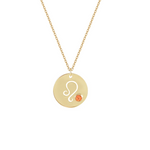 Collana con segno zodiacale Leone personalizzabile in argento placcato in oro giallo 18Kt con zircone Arancione