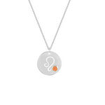 Collana con segno zodiacale Leone personalizzabile in argento 925‰ con zircone Arancione