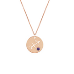 Collana con segno zodiacale Sagittario personalizzabile in argento placcato in oro rosa 18Kt con zircone Viola