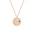 Collana con segno zodiacale Scorpione personalizzabile in argento placcato in oro rosa 18Kt con zircone Nero