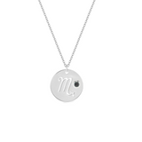 Collana con segno zodiacale Scorpione personalizzabile in argento 925‰ con zircone Nero