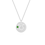 Collana con segno zodiacale Leone personalizzabile in argento 925‰ con zircone Verde Scuro
