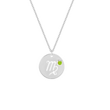Collana con segno zodiacale Vergine personalizzabile in argento 925‰ con zircone Verde Chiaro