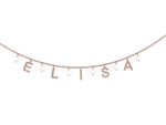 Collana con scritta in oro rosa e perle bianche